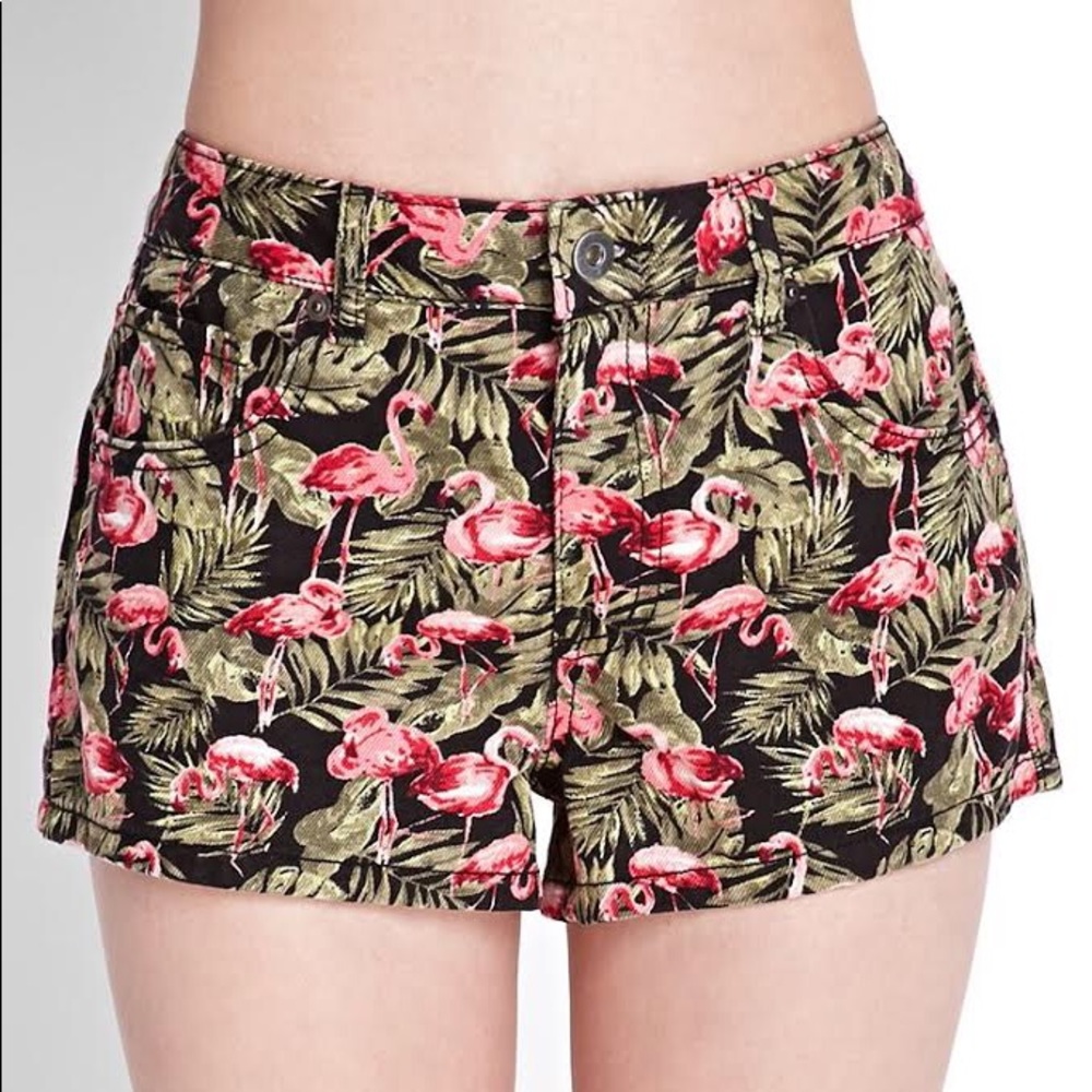 🌻Denim flamingo shorts